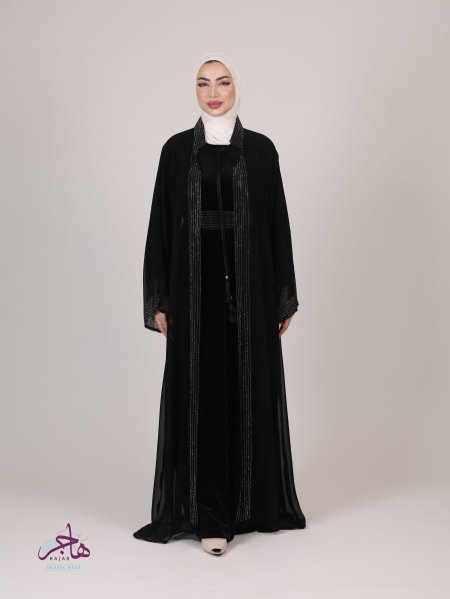 عباية رسمي مخمل مع شيفون