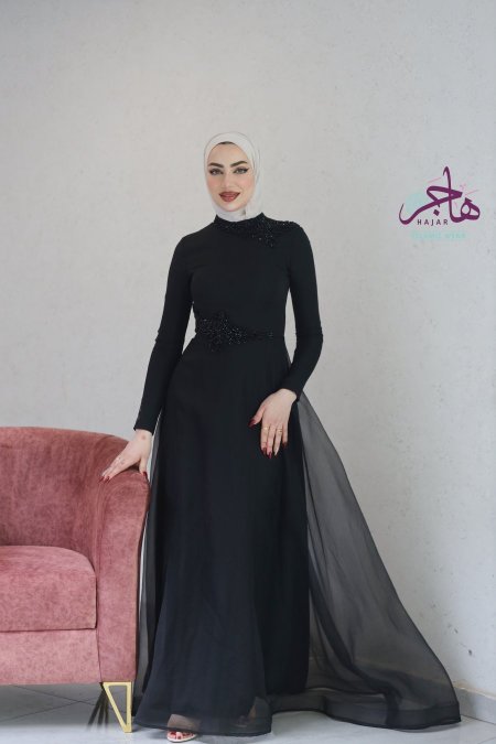 فستان سواريه ناعم  - اسود