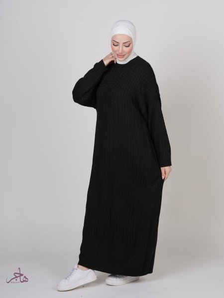 فستان صوف مجدل  - اسود <br> <span class='text-color-warm'>نفدت الكمية</span>