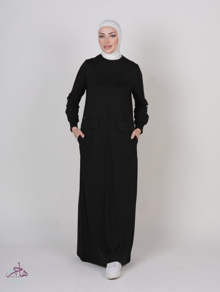 فستان قطن ناعم  - اسود <br> <span class='text-color-warm'>نفدت الكمية</span>