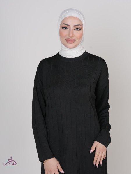 فستان صوف خريفي - اسود <br> <span class='text-color-warm'>نفدت الكمية</span>